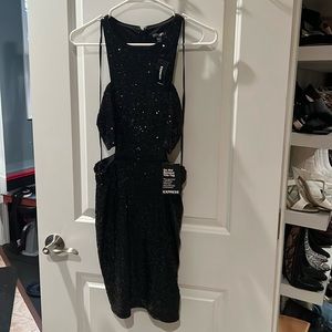 Express black sequin dress black